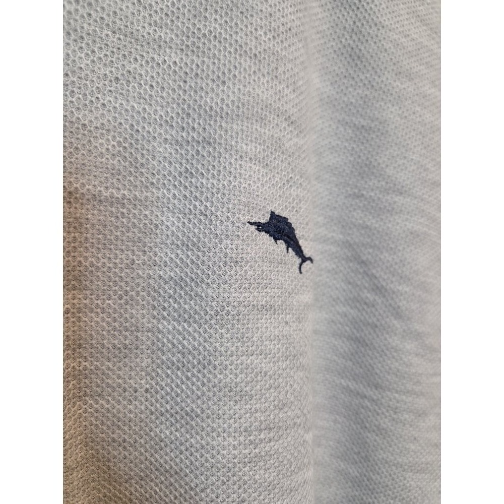 Tommy‎ Bahama Long Sleeve Pullover Mens Large Grey Waffle Knit Marlin Logo Shirt